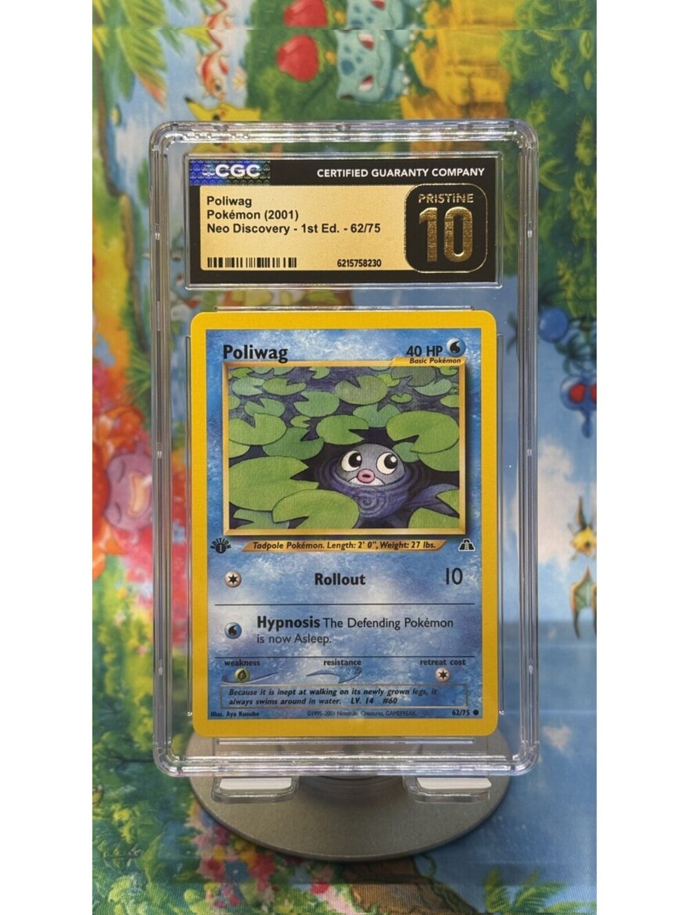 Poliwag Neo Discovery 62/75 2001 1st Edition POP10! CGC Pristine 10